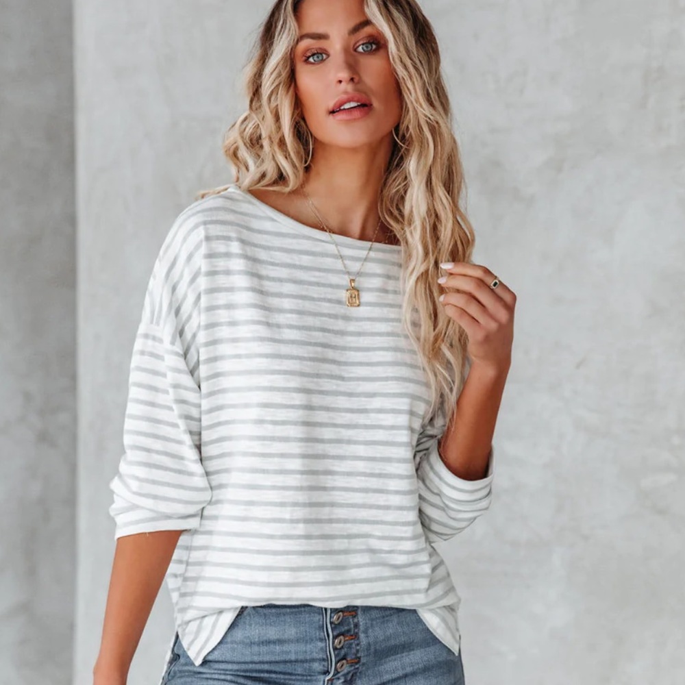 VICI Cotton Striped Top in White